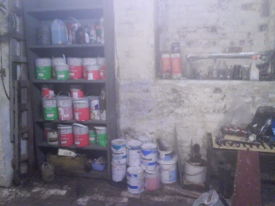 Paint cans ready for the house refurb.
